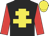 Black, yellow cross of lorraine, red sleeves, yellow cap
