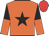 Orange, black star, black and orange halved sleeves, red cap