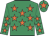 Emerald green, orange stars, emerald green cap, orange star
