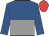 Royal blue and grey halved horizontally, royal blue sleeves, red cap