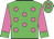 Lime green, hot pink spots and sleeves, lime green cuffs and cap, hot pink spots