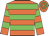 Orange body, green hooped, orange arms, green hooped, orange cap, green hooped
