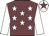 Garnet body, white stars, white arms, white cap, garnet star