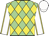 Light green & yellow diamonds, white sleeves, yellow seams, white cap