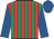 Red and emerald green stripes, royal blue sleeves and cap