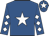 Royal blue, white star, diamonds on sleeves, royal blue cap, white star