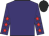 Purple, red stars on sleeves, black cap