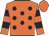 Orange, black spots, hooped sleeves, orange cap
