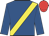 Royal blue, yellow sash, red cap