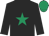 Black, emerald green star, emerald green cap
