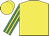 Yellow, emerald green and yellow striped sleeves