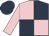 Pink and dark blue (quartered), pink sleeves, dark blue cap