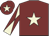 Maroon, beige star, diabolo on sleeves and star on cap