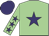Light green, purple star, light green sleeves, purple stars and cap
