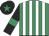 Emerald green and white stripes, black sleeves, emerald green armlets and star on black cap