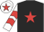 Black, red star, white and red chevrons on sleeves, white cap, red star