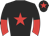 Black, red star, halved sleeves and star on cap