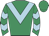 Emerald green, light blue chevron, chevrons on sleeves