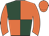 Dark green and orange (quartered), orange sleeves and cap