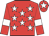 Red body, white stars, red arms, white armlets, red cap, white star