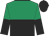 Emerald green and black halved horizontally, halved sleeves, black cap