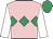 Pink, emerald green triple diamond, white sleeves, emerald green cap