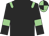Black body, light green epaulettes, black arms, light green armlets, light green cap, black quartered