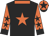 Black, orange star, collar and sleeves, black stars and cuffs, orange cap, black star and peak