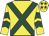 Yellow body, dark green cross belts, dark green chevrons on sleeves, dark green stars on cap