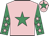 Pink, emerald green star, emerald green sleeves, pink stars, pink cap, emerald green star