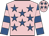 Pink, royal blue stars, royal blue and pink hooped sleeves