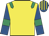Yellow, emerald green epaulets, royal blue sleeves, emerald green armlets, royal blue and yellow striped cap