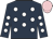 Dark blue, white spots, pink cap