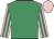 emerald green, pink sleeves, emerald green stripes, pink cap