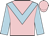 pink, light blue chevron, light blue sleeves, pink cap