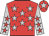Red, silver stars, silver sleeves, red stars, red cap, silver star