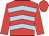 Red, light blue chevrons, red sleeves and cap