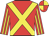 Red, yellow cross sashes, red sleeves, yellow stripes, quartered cap