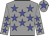 Grey body, big-blue stars, grey arms, big-blue stars, grey cap, big-blue star