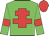 Green body, red cross of lorraine, green arms, red armlets, red cap