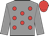 grey, red spots, grey sleeves, red cap