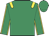 Emerald green, yellow epaulets, yellow seams on sleeves, emerald green cap