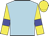 light blue, yellow sleeves, blue armlets, yellow cap