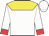white, yellow yoke, white sleeves, red cuffs, white cap