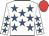 White, royal blue stars, red cap
