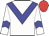 White body, big-blue chevron, white arms, big-blue chevron, red cap
