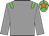 Grey body, green epaulettes, grey arms, green cap, orange star