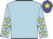 light blue, yellow stars on sleeves ,blue cap with yellow star