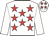 white, red stars, white sleeves, stars on cap
