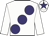 White body, purple large spots, white cap, purple star